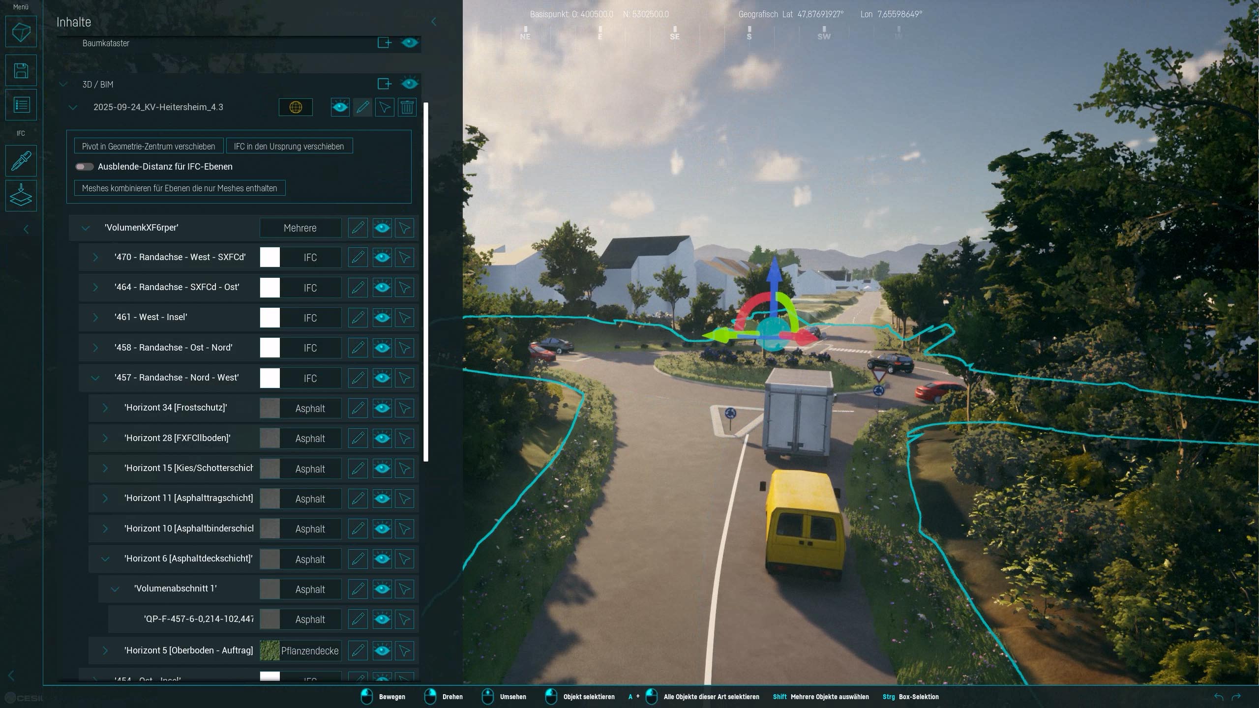Visualization of a Roundabout in GeoVisual with open IFC Layers